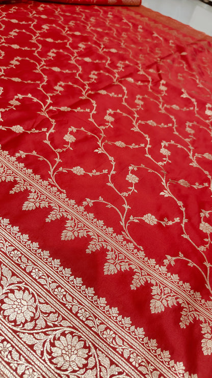 RED PURE KATAN SILK SAREE
