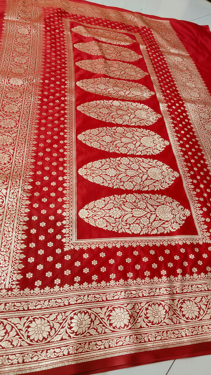 RED PURE KATAN SILK SAREE