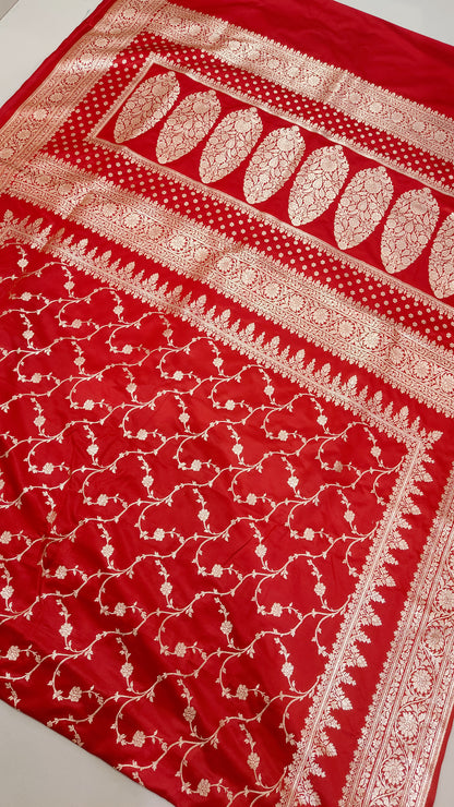 RED PURE KATAN SILK SAREE