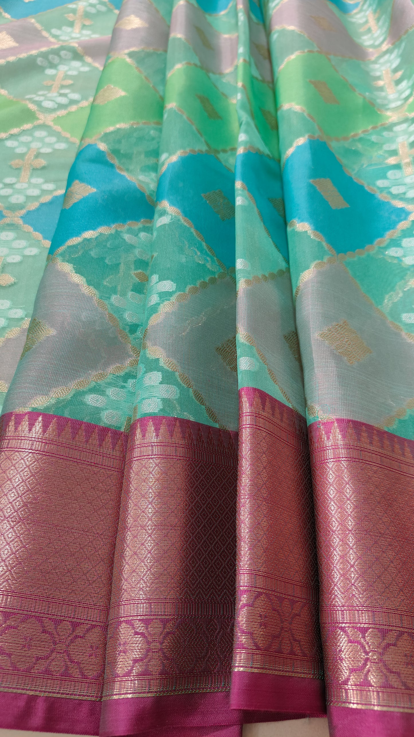 GREEN RANGKAT  KORA ORGANZA SILK SAREE