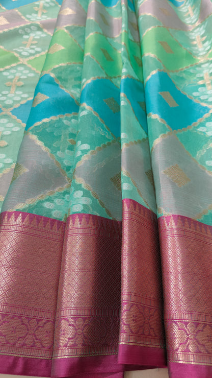 GREEN RANGKAT  KORA ORGANZA SILK SAREE