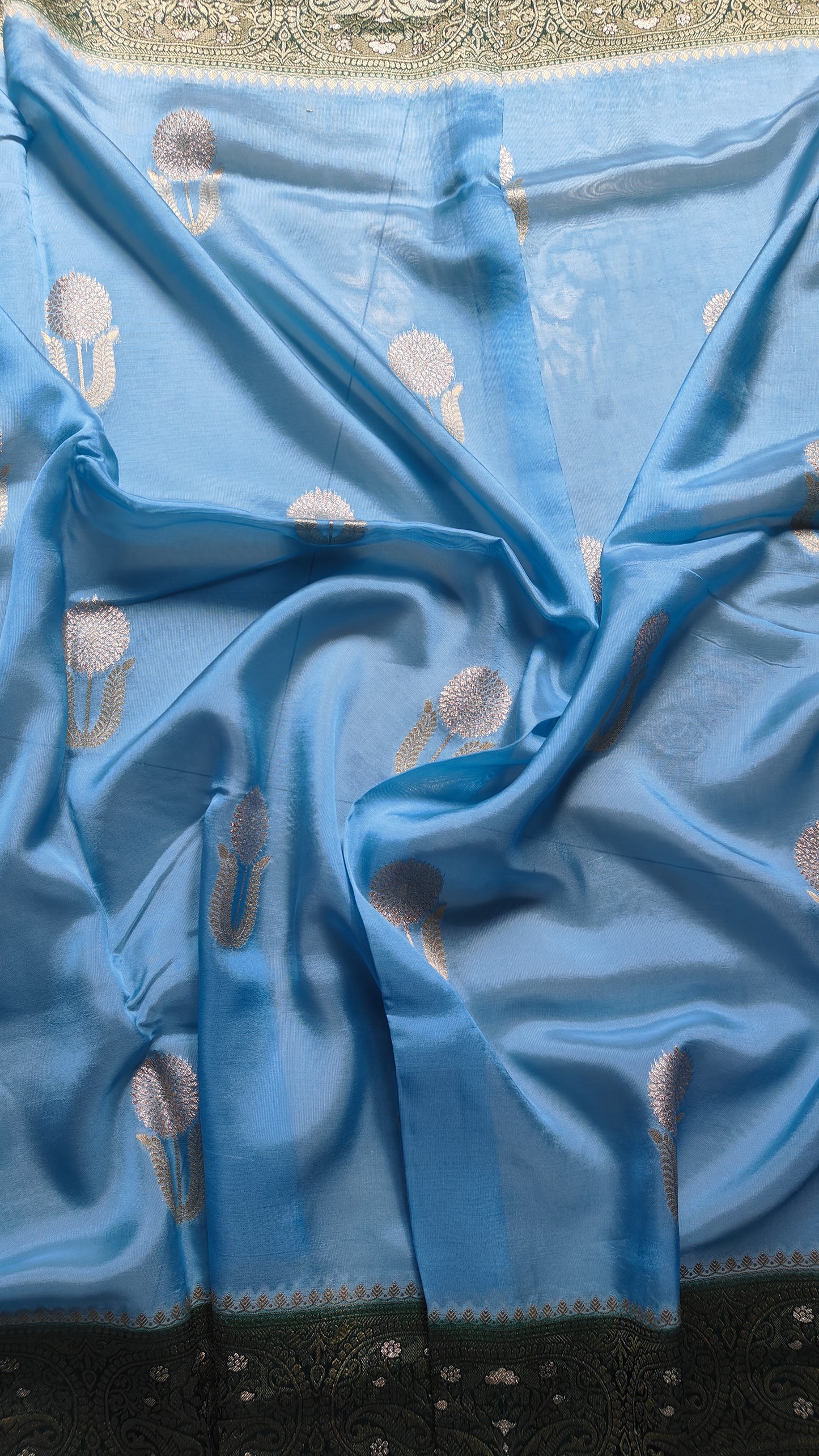 SKY BLUE MOONGA SILK SAREE