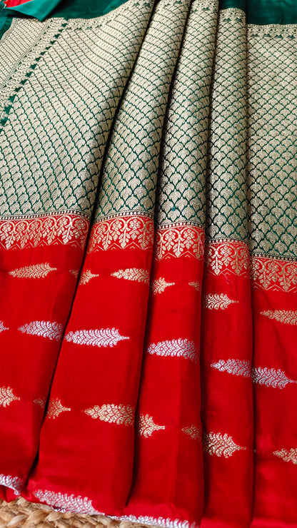 RED GAJJI SILK SAREE WITH SONA RUPA ZARI