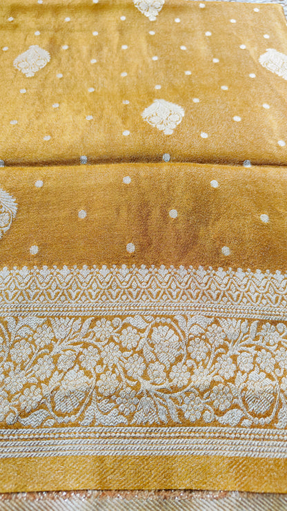 YELLOW TISSUE SILK WITH  FLOWER MOTIF