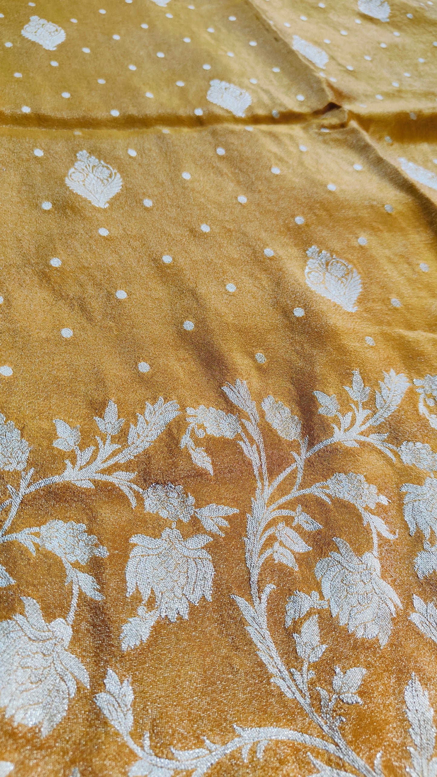 YELLOW TISSUE SILK WITH  FLOWER MOTIF