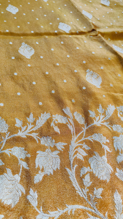 YELLOW TISSUE SILK WITH  FLOWER MOTIF