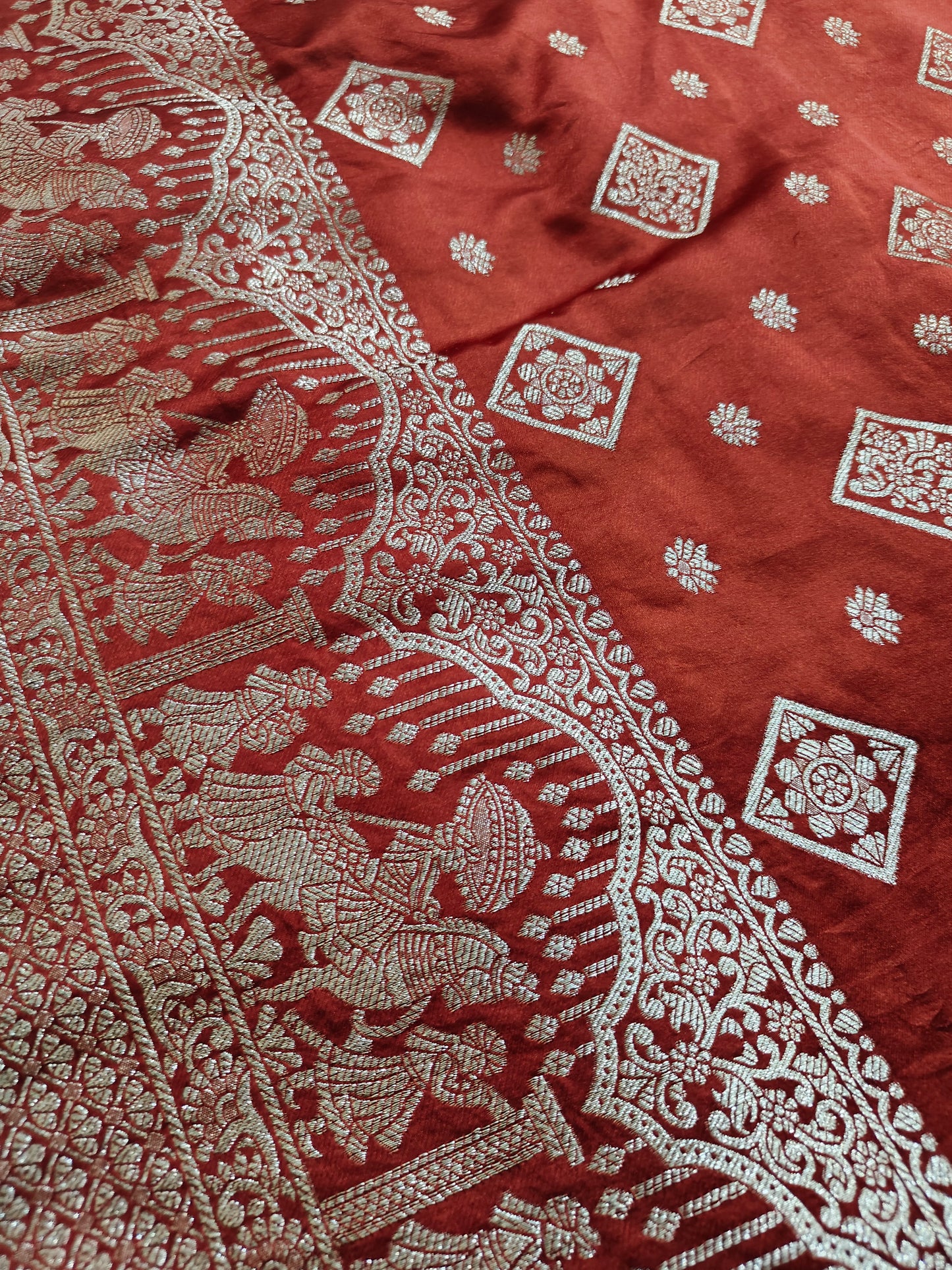 BROWN GAJJI KATAN SILK SAREE