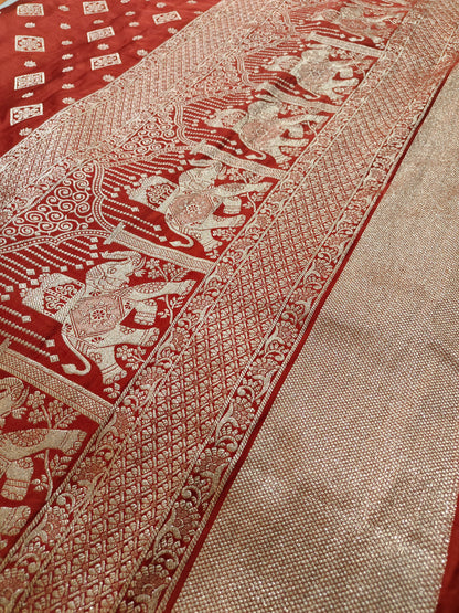 BROWN GAJJI KATAN SILK SAREE