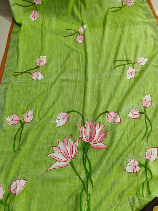 LIGHT GREEN COTTON HANDLOOM SAREE
