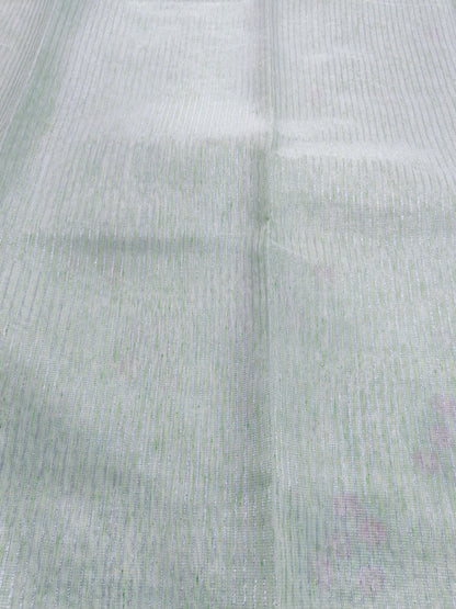 GREEN TISSUE LINEN EMBROIDRY SAREE