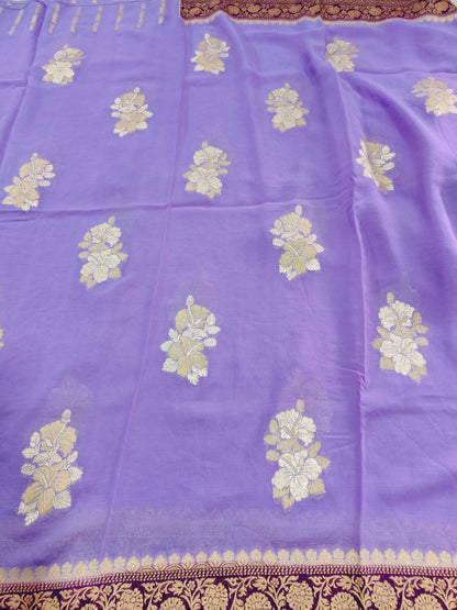 LAVENDER KHADDI  GEORGETTE SAREE