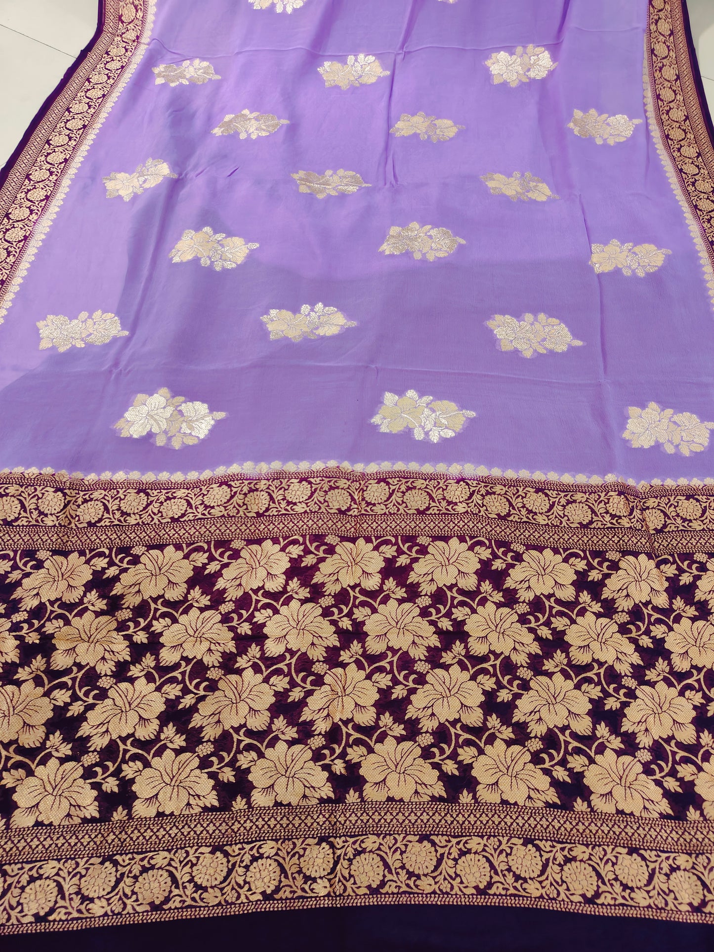 LAVENDER KHADDI  GEORGETTE SAREE