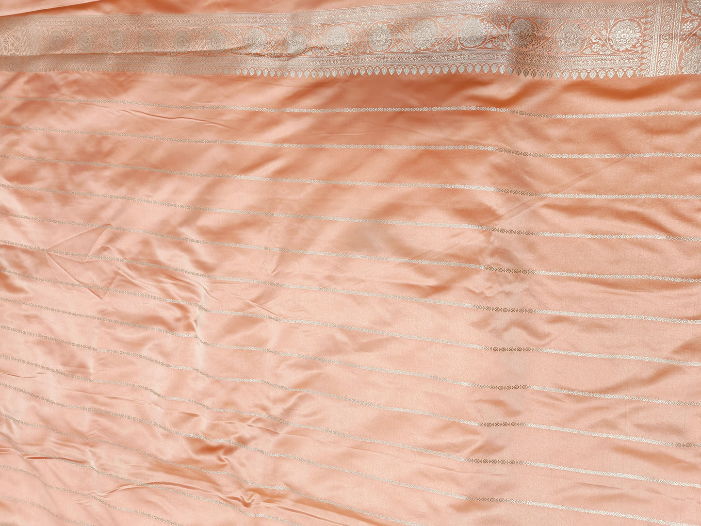 PEACH MASHRU KATAN SILK SAREE
