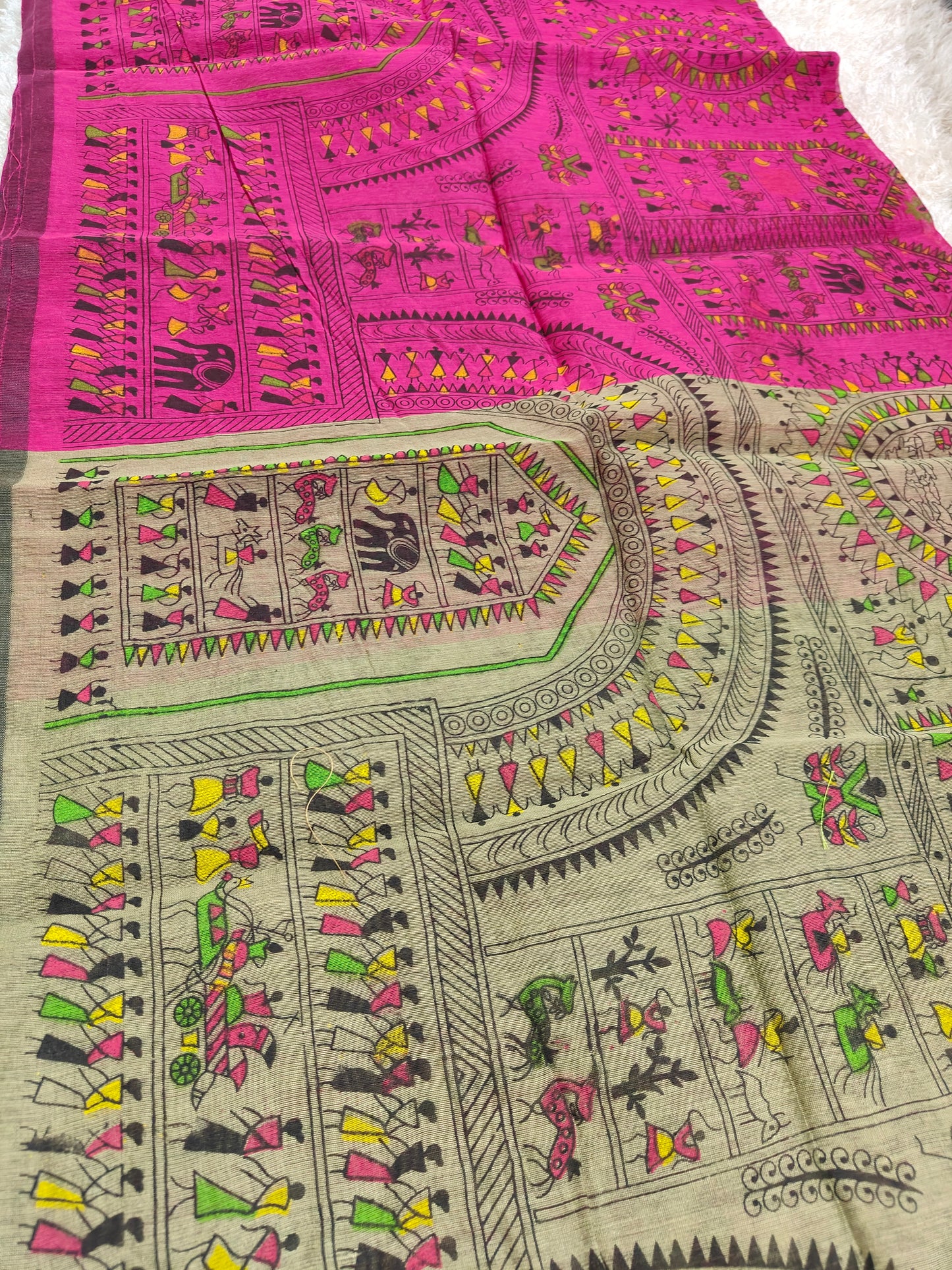 MAGENTA BANGAL COTTON SILK WITH MANDALA ART PRINT
