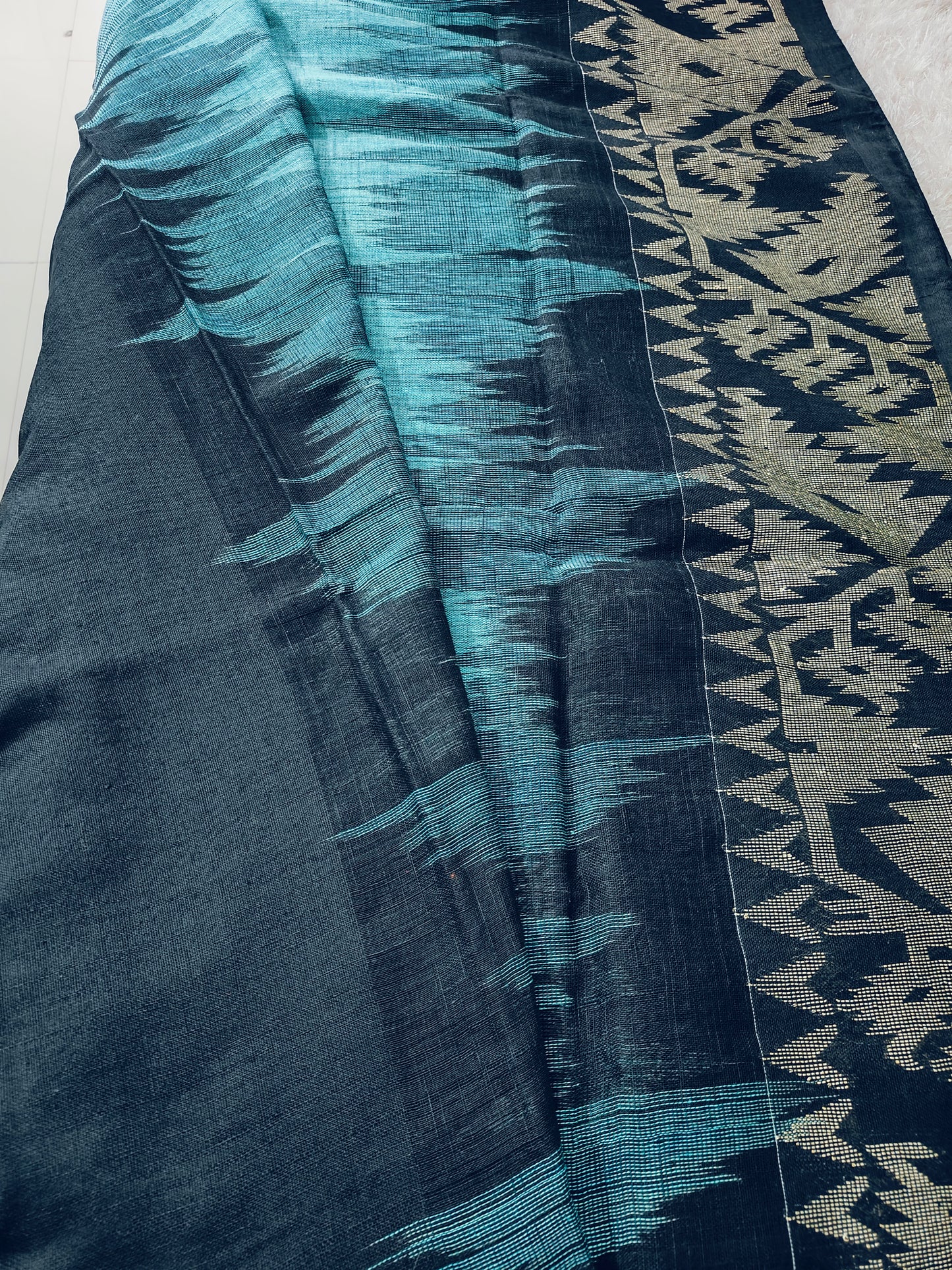 PURE LINEN COTTON SAREE WITH GANGA JAMUNA BORDER