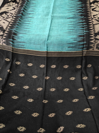 LINEN COTTON SAREE WITH GANGA JAMUNA BORDER