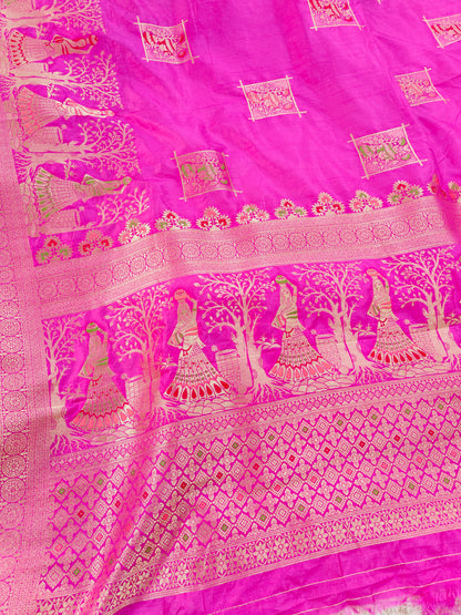 RANI PINK DOLA SILK SAREE WITH MEENA ZARI