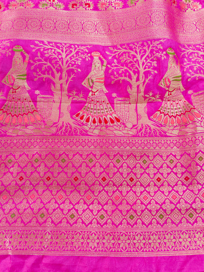 RANI PINK DOLA SILK SAREE WITH MEENA ZARI