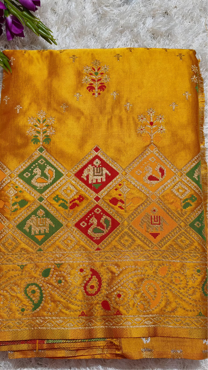GOLDEN SOFT MASHRU KATAN SAREE