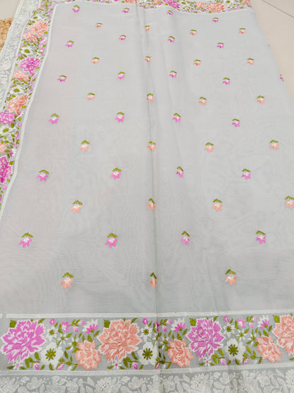 PARSI EMBROIDER ORGANZA SAREE