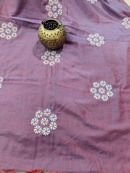 PARIJAT - COTTON SAREE WITH EMBRIODERY