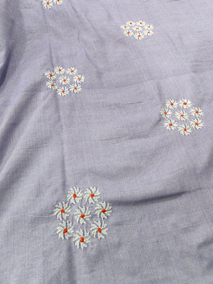 GREY  COTTON SAREES WITH EMBRIODERY