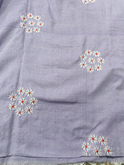 GREY  COTTON SAREES WITH EMBRIODERY