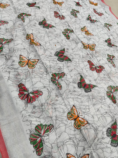 WHITE LINEN COTTON DIGITAL PRINT