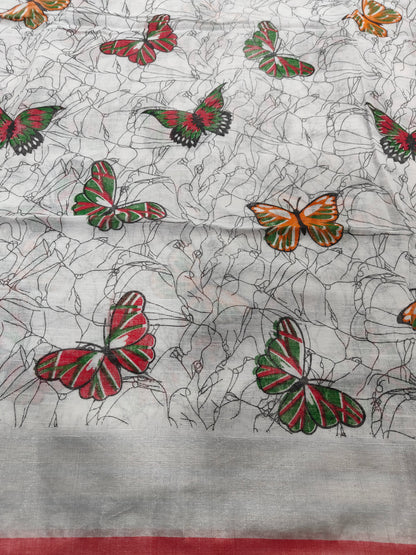 WHITE LINEN COTTON DIGITAL PRINT