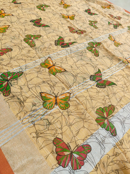 CREAM LINEN COTTON DIGITAL PRINT