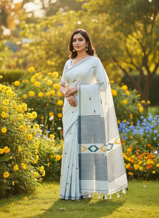 GREY KHADDI COTTON WITH KHICCHA WORK