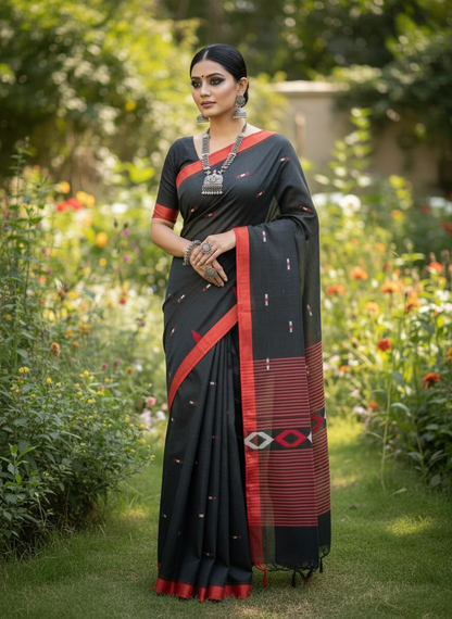 BLACK PURE COTTON WITH GHICCHA BRIODERY