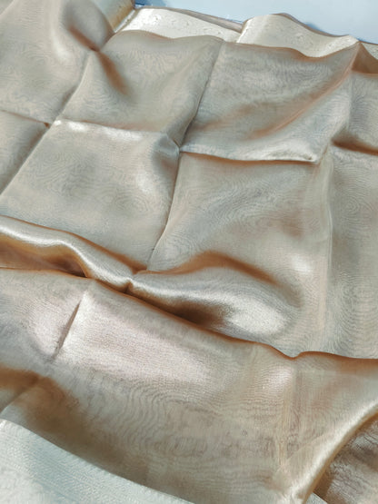GOLD PURE TISSUE SILK SAREE WITH BORDER