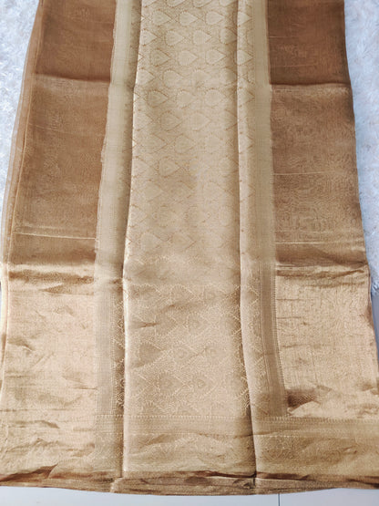 GOLD PURE TISSUE SILK SAREE WITH BORDER