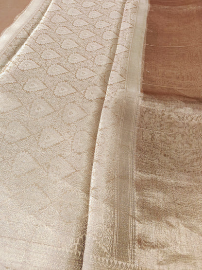 GOLD PURE TISSUE SILK SAREE WITH BORDER