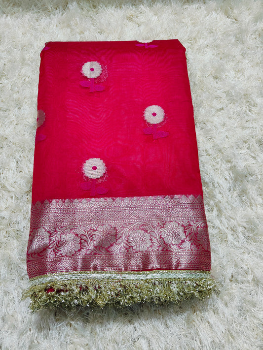 RANI PINK KORA ORGANZA MAHARANI SAREES