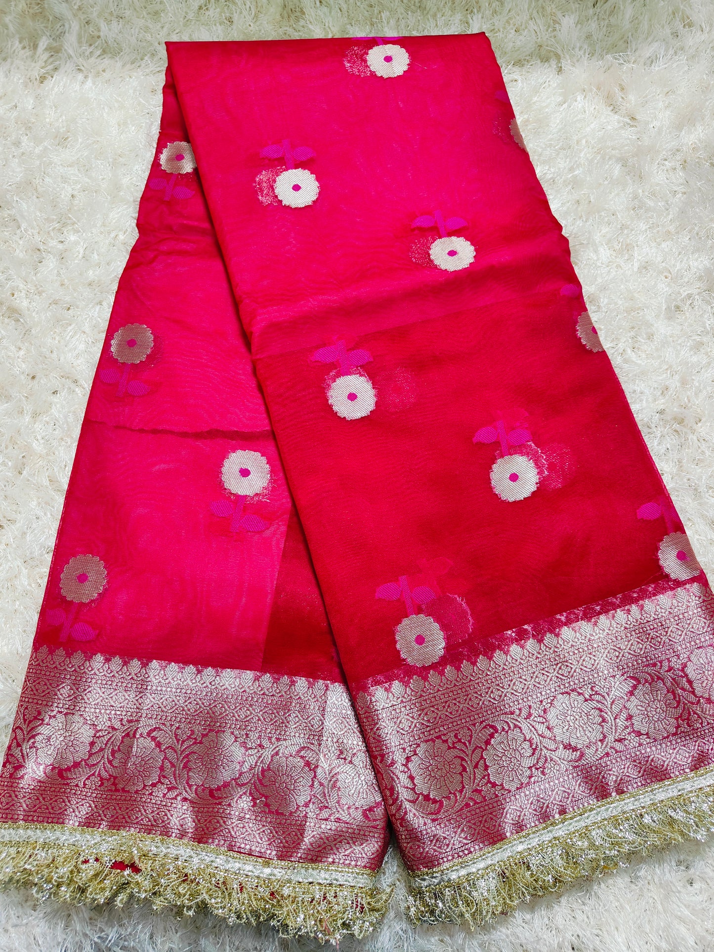 RANI PINK KORA ORGANZA MAHARANI SAREES