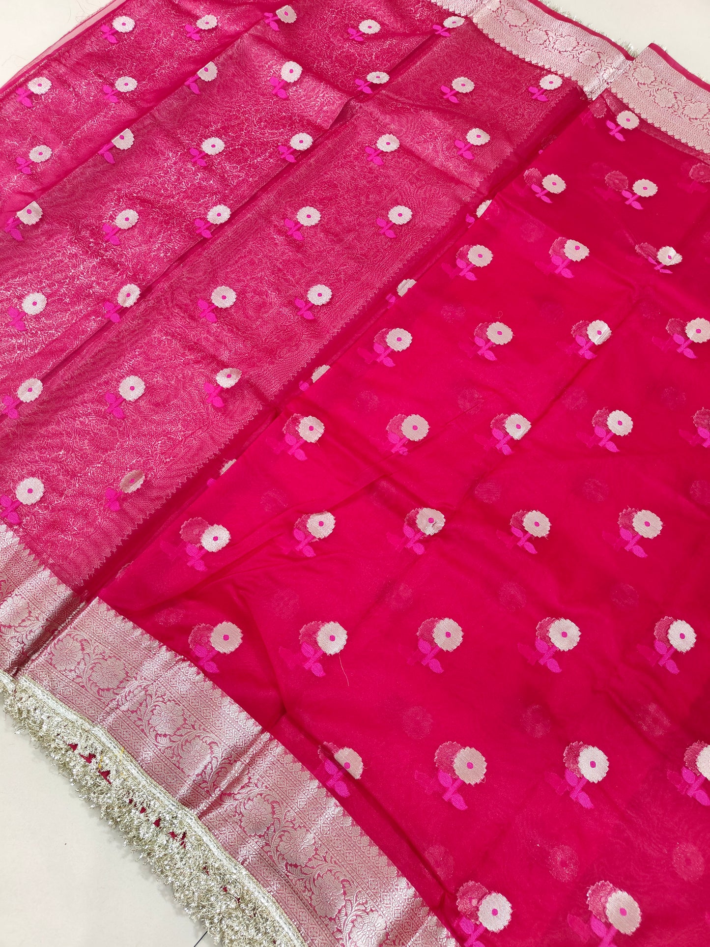 RANI PINK KORA ORGANZA MAHARANI SAREES