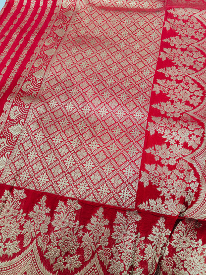 RED SILK SAREE with SCOLAP BORDER