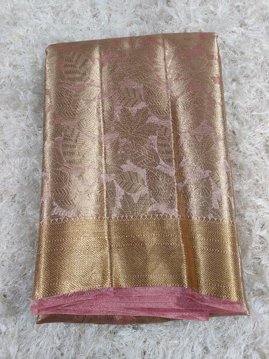PINK GOLD PURE TISSUE SILK SAREE