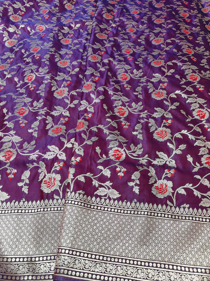 PURPLE PURE MASHRU KATAN SAREE