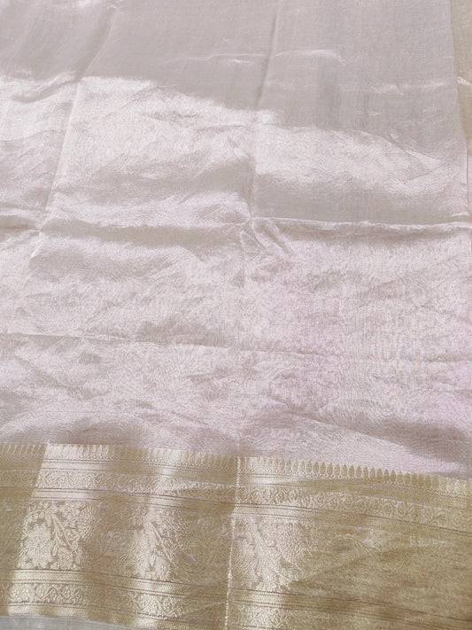 CELEBRITY INSPIRED WHITE PURE TISSUE KATHBAN SAREE