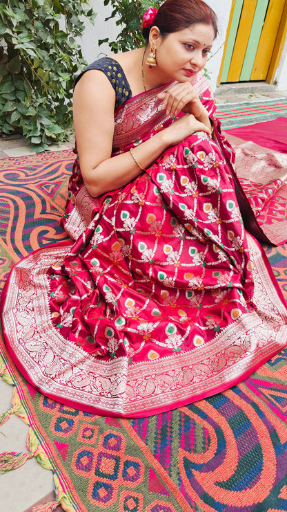 MAROON MASHRU KATAN SAREE