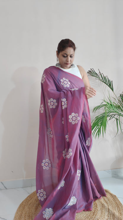 PARIJAT - COTTON SAREE WITH EMBRIODERY