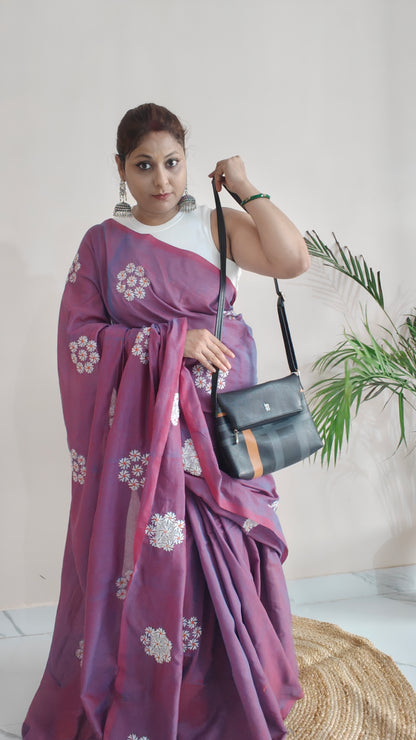 PARIJAT - COTTON SAREE WITH EMBRIODERY