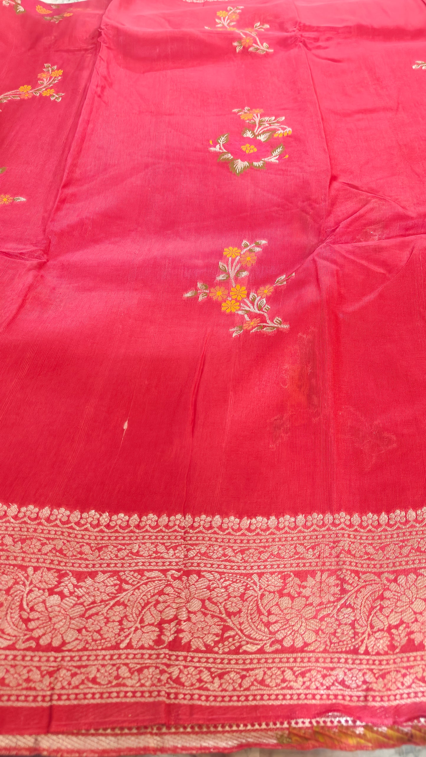 RED SEMI TASAR RESHAM WEAVED SAREE
