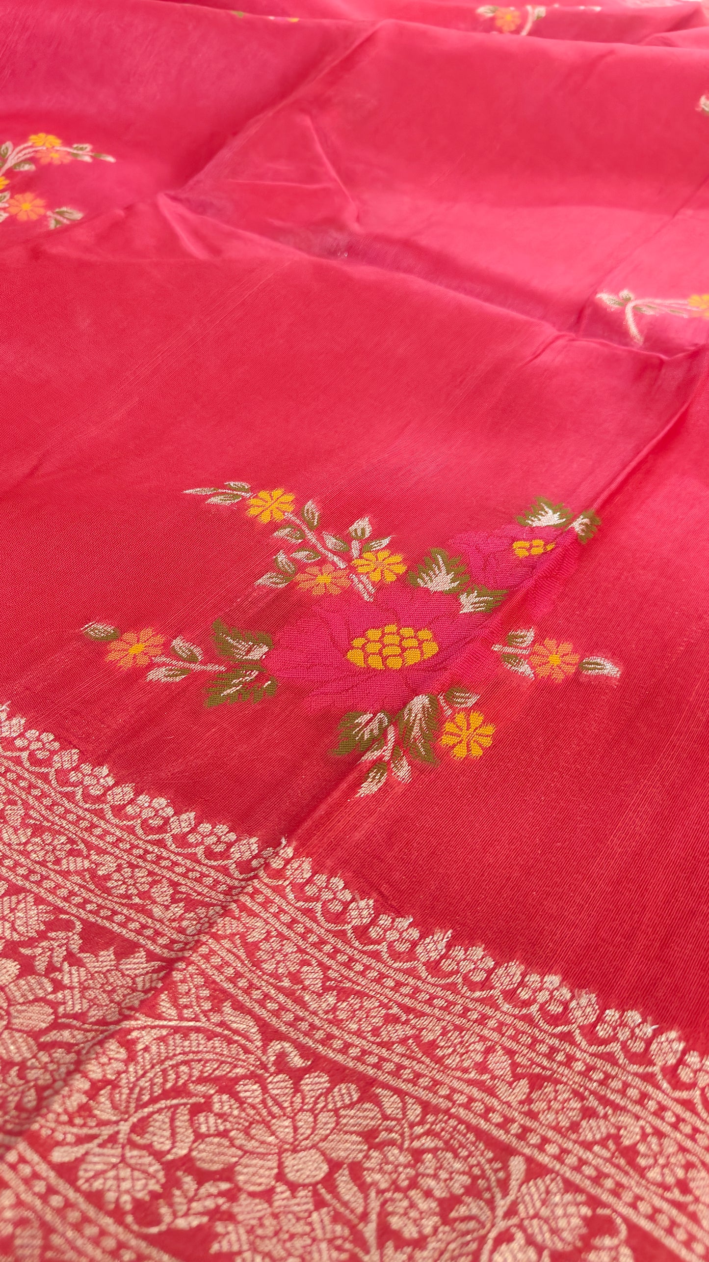 RED SEMI TASAR RESHAM WEAVED SAREE