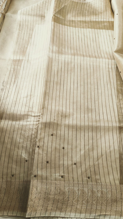 SUNEHRI CHEQUE KOTA TISSUE SAREES WITH ROSE ZARI