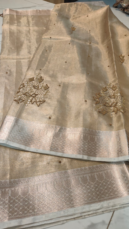 SUNEHRI CHEQUE KOTA TISSUE SAREES WITH ZARI