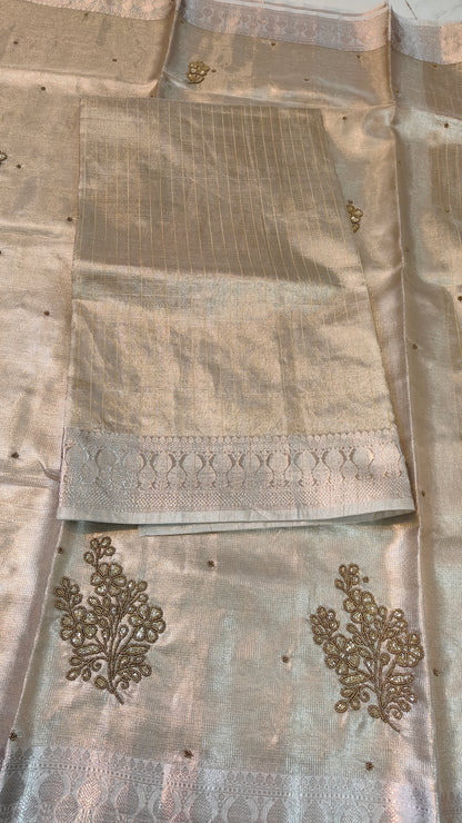 SUNEHRI CHEQUE KOTA TISSUE SAREES WITH FLOWER ZARI